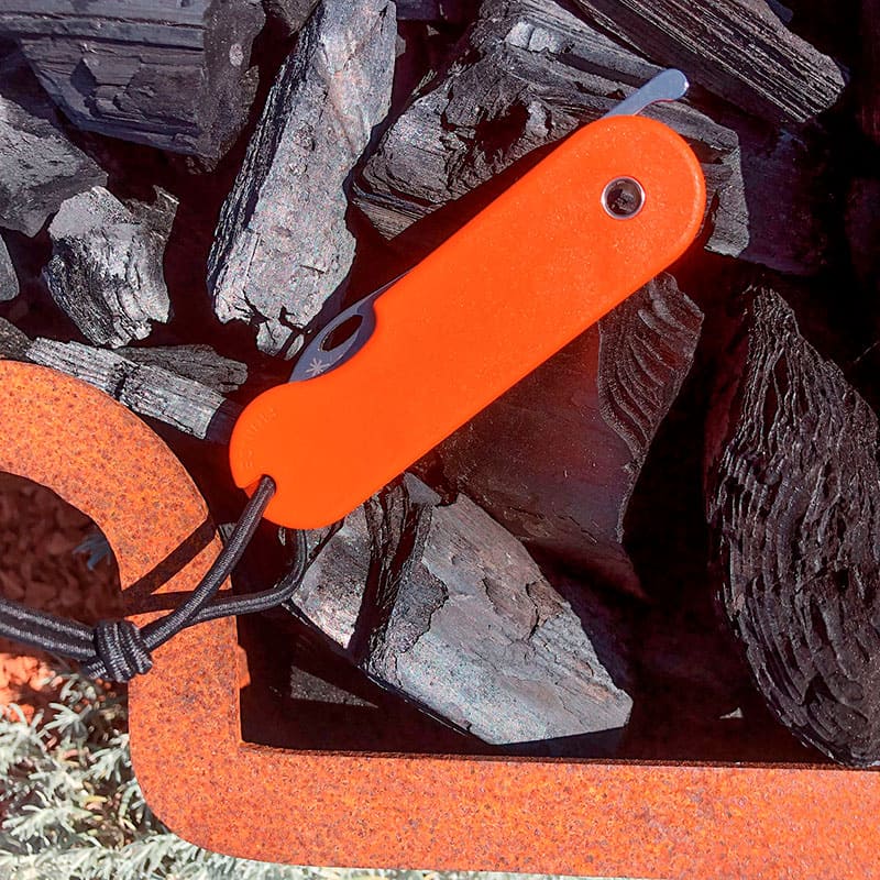 couteau de poche plié orange